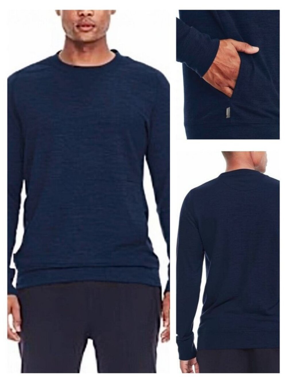 ICEBREAKER Wool Shifter Long-Sleeve Crewe Sweater Men's Size Medium Navy